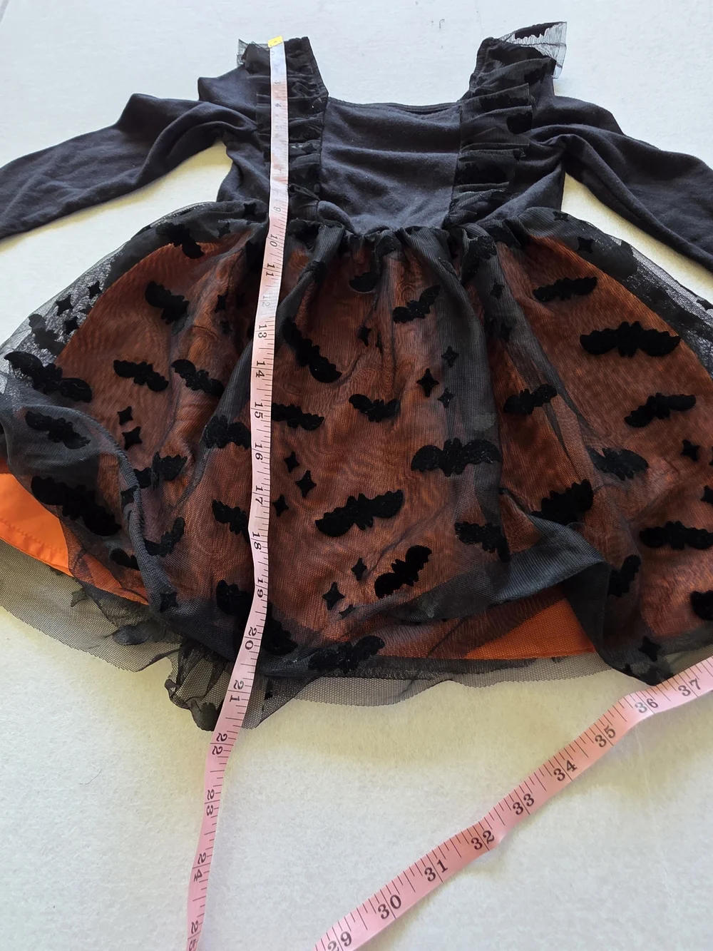 Spooky Season Cat & Jack Black and Orange Halloween Bat-Print Tulle Party Dress